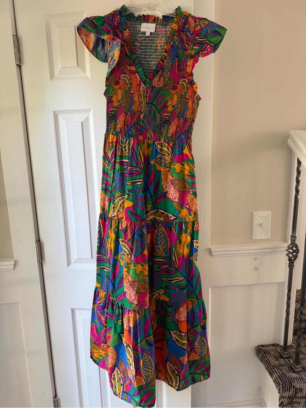 Sugarlips colorful Tiered Maxi Dress Size Medium EC2